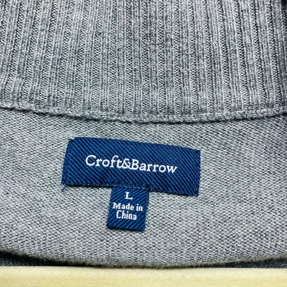 CRAOFT & BARROW MENS KNIT MOCK NECK 1/4 ZIP SWEATER SIZE L COLOR GREY - Picture 3 of 4